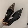 Korean Style Design with Pointed Toe High Heels, Sandals, Women's Shoes, Spring New Item, Rear Strap, Cool Slippers, Punk Rivets