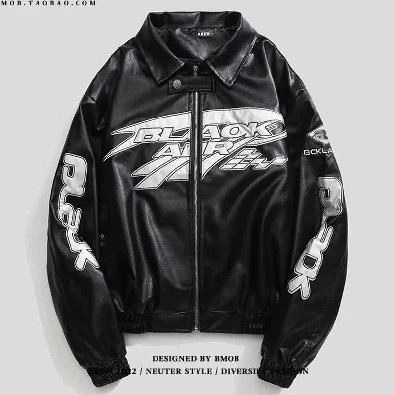 Кожаная гоночная куртка Rogue в стиле ретро хип-хоп: Модный осенний мотоциклетный стиль унисекс