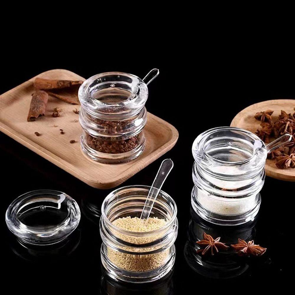 Anti-slip Bowl Sugar Transparent Sugar Pots Multifunctional Acrylic Seasoning Jar for Kitchen