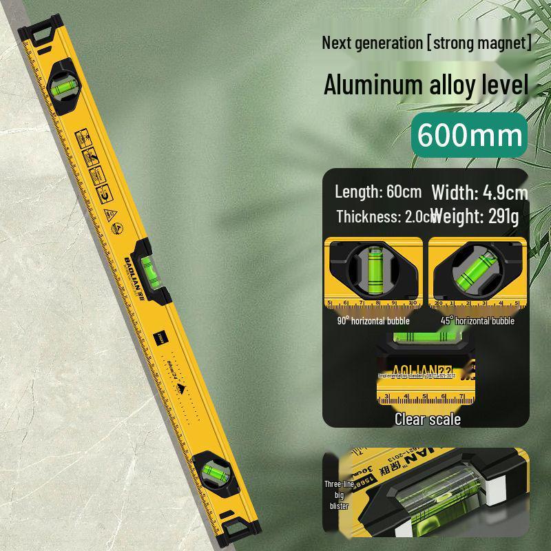 Высокоточный магнитный алюминиевый пузырьковый уровень — ударопрочный бытовой инструмент.
