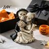 Anniversary Keepsake for Couples Gothic Skeleton Couple Figurine, Spooky Resin Halloween Skull Lover Statue, Day of Themed Desktop Decor The