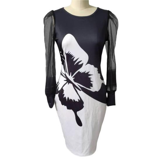 Популярное платье на бедрах с высокой талией и эластичными манжетами, офисное кружевное облегающее платье миди с принтом, уличная одежда