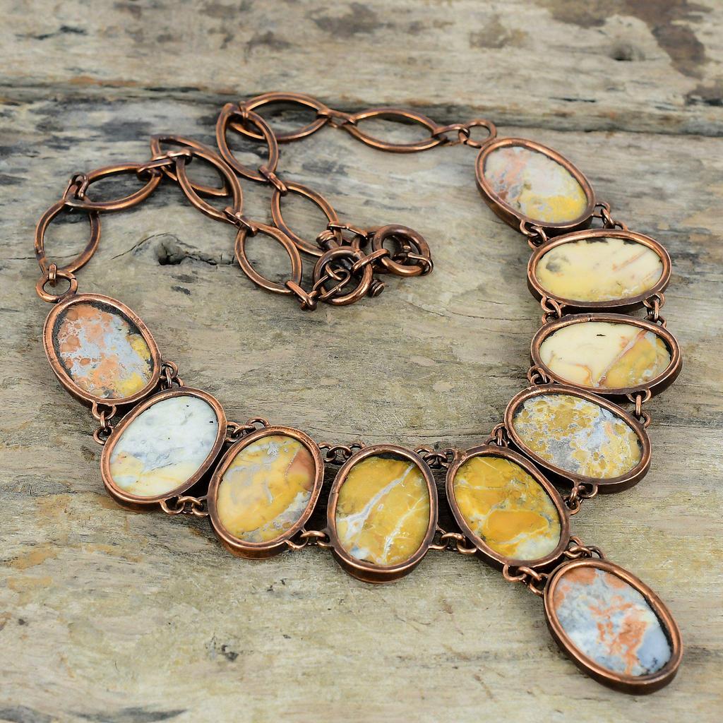 Maligano Jasper Necklace Electroformed Copper Adjustable Chain Necklace Top Quality Gemstone Necklace Handmade Copper Jewelry Gifts For Wife