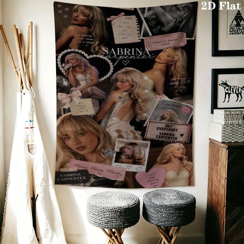 Sabrina Carpenter Wall Hanging Printed Fabric Blanket Decorative Tapestries for Bedroom Living Room Home Decor