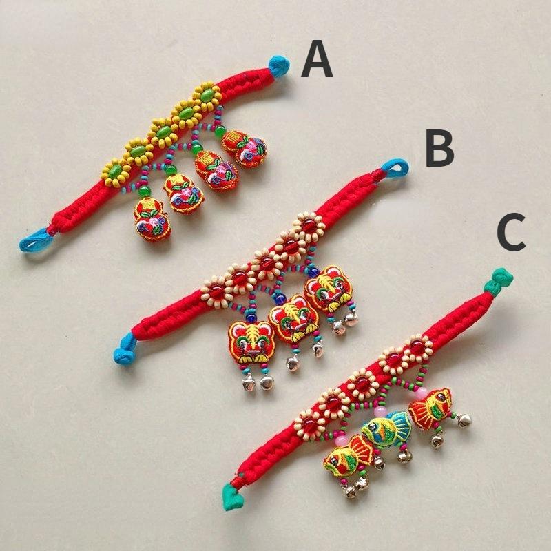 1 PCS Chinese Ethnic Style Handmade Cloth Art Dragon Boat Festival Children's Bracelet Dance Performance Accessories Lucky Bracelet Braided Rope