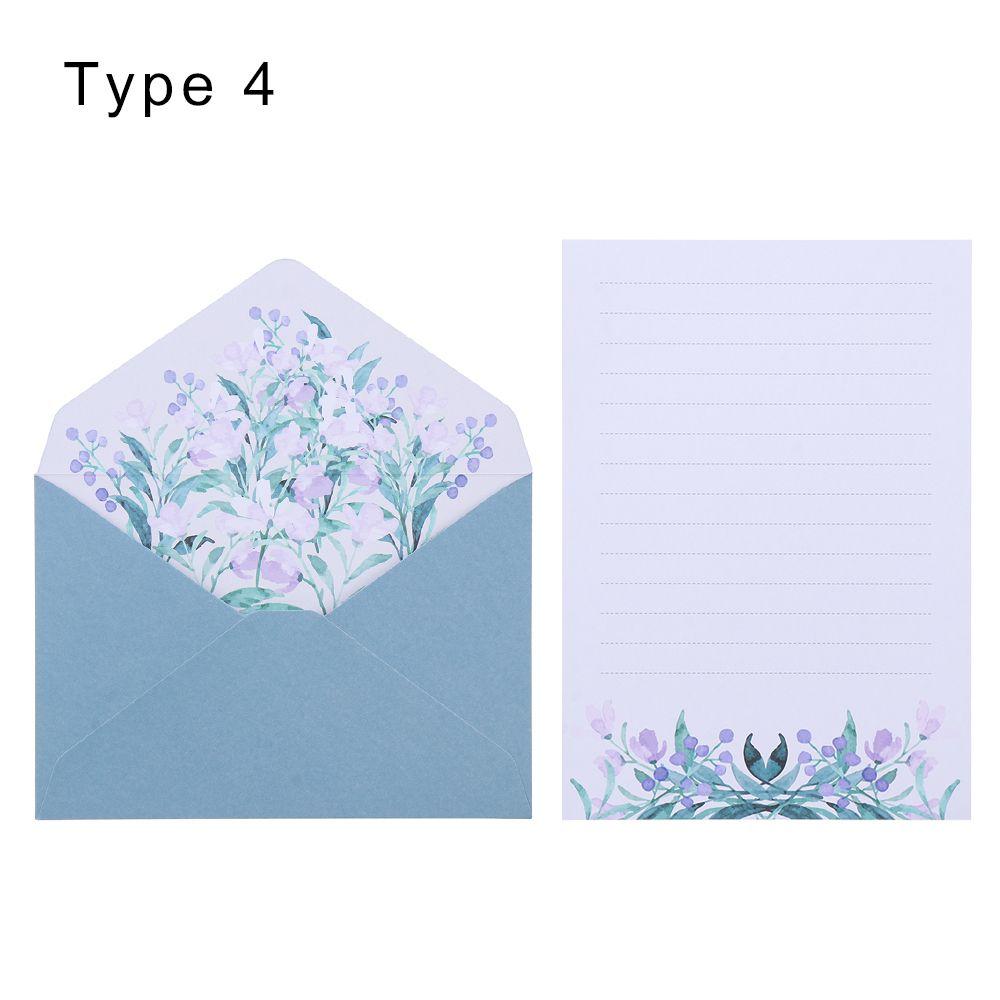 Invitation Card Office School Floral Pattern Paper Printed Flower Letter Envelopes Set Love Note