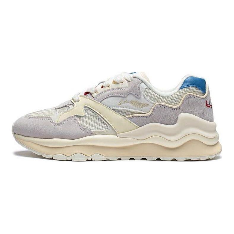 Li Ning 001 Mountain And Sea Удобные нескользящие износостойкие низкие повседневные туфли мужские кроссовки Off-White Light-Cream AZGT007-2