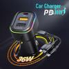 Dual USB Car Charger with PD One-to-Three High-Power Smart Wired Fast Charging Cable