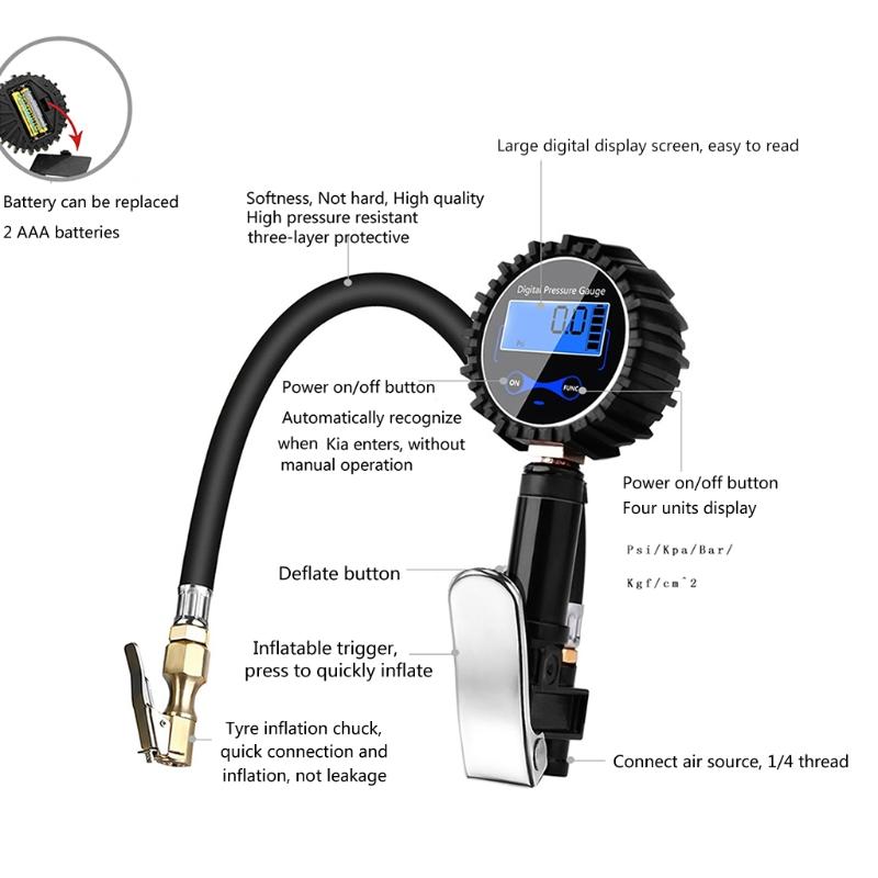 200 PSI Air Chuck & Compressor Accessories Heavy Duty with Rubber Hose & Quick Connect Coupler 0.1 Display Resolution
