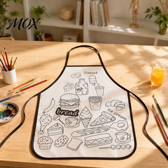 Kids Painting Apron DIY Coloring Apron, Washable Food Animal Theme Crafting Color Your Own for Toddlers Boys Girls