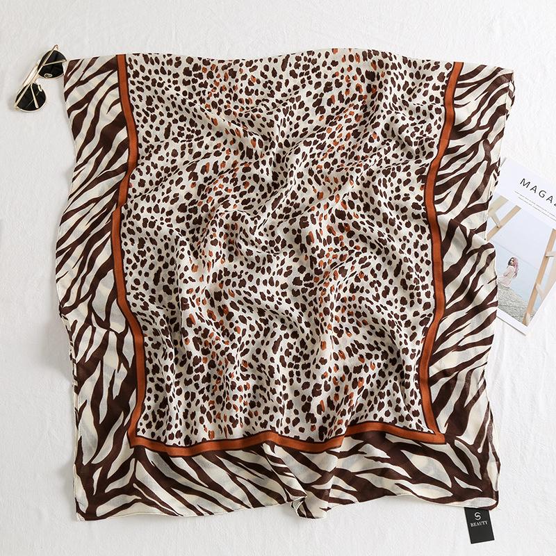 Thin Versatile Color Matching Leopard Print Cotton and Linen Silk Scarf Women's Summer Air-conditioned Room Dual-purpose Long Shawl