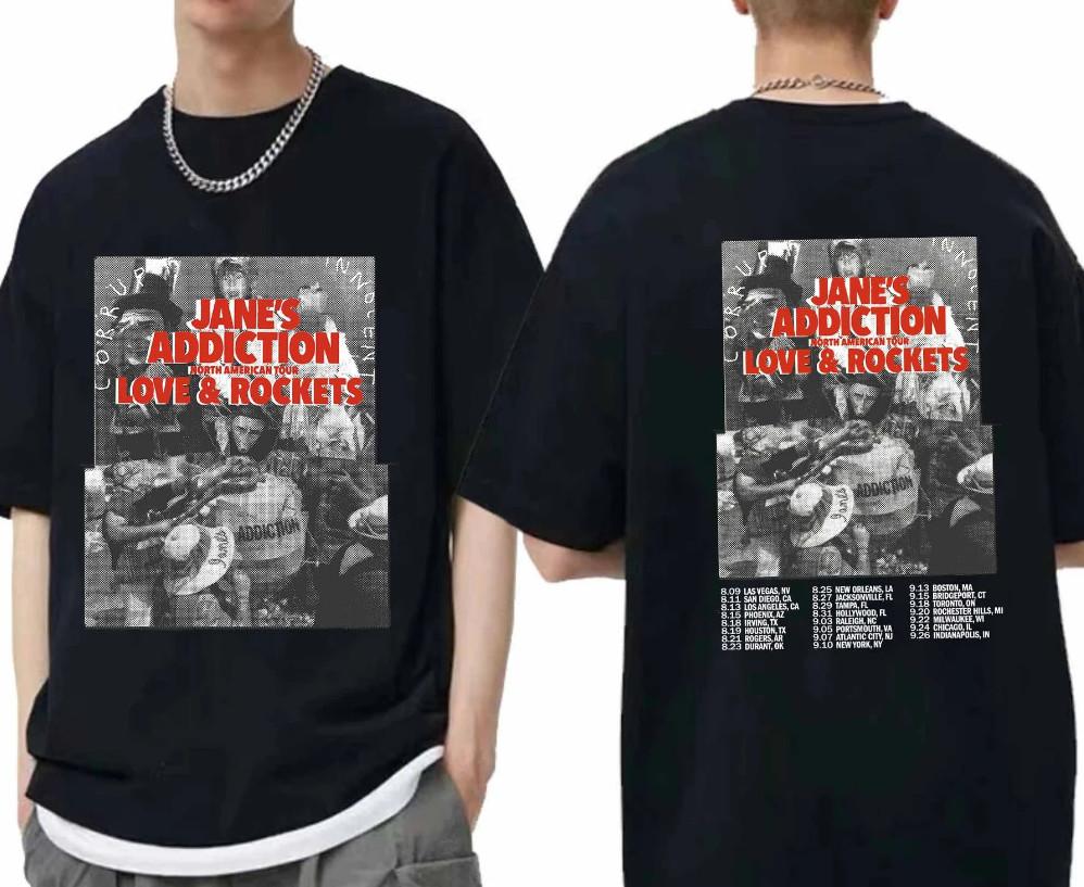 Футболка с туром Janes Addiction, Футболка для фаната группы Janes Addiction, Двусторонняя футболка унисекс S-5XL