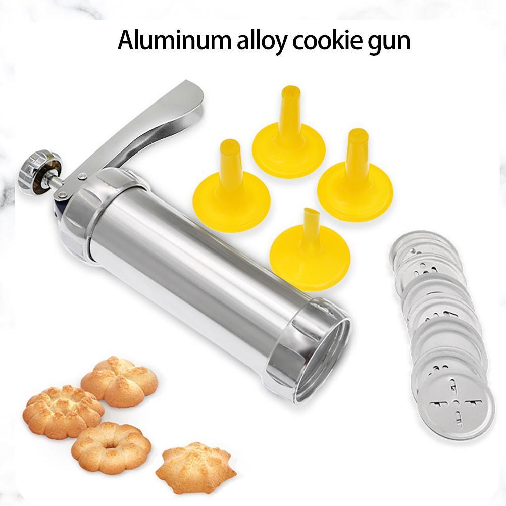 Пресс для печенья Набор для приготовления печенья из нержавеющей стали Пресс для печенья с 20 дисками и 4 насадками для глазури для приготовления печенья своими руками и