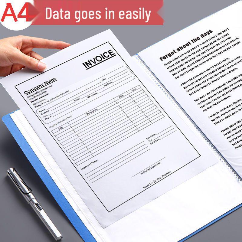 A4 Extra Thick Transparent Ring Binder with Insert Pockets for Multi-Layer Document and Sheet Music Storage