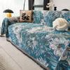 Синий Цветочный Чехол на Диван Реверсивный Эластичный Нескользящий Чехол для L-образного 2 3 4-местного Дивана