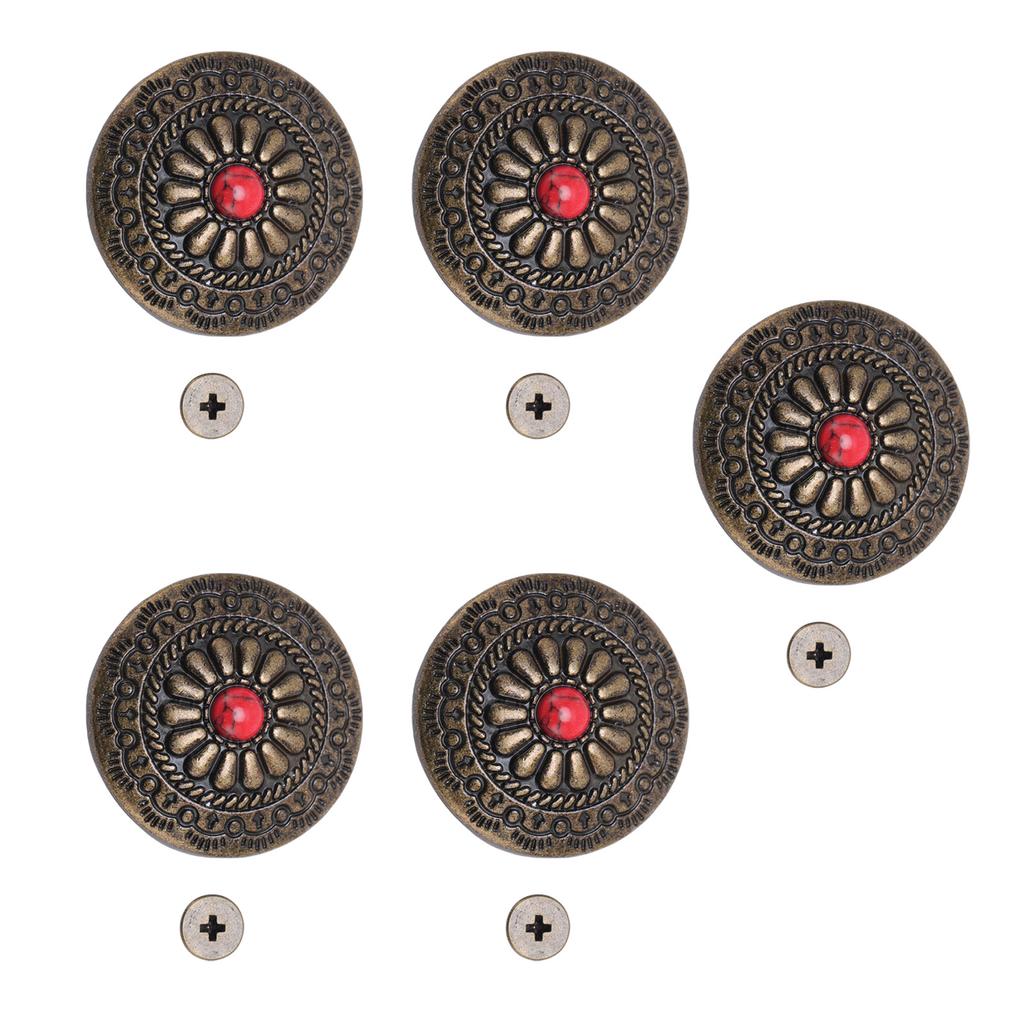5 Set Screw Back Button 30mm Turquoise Round Conchos with 4.5mm Crossing Screw for Belts Bags Shoes