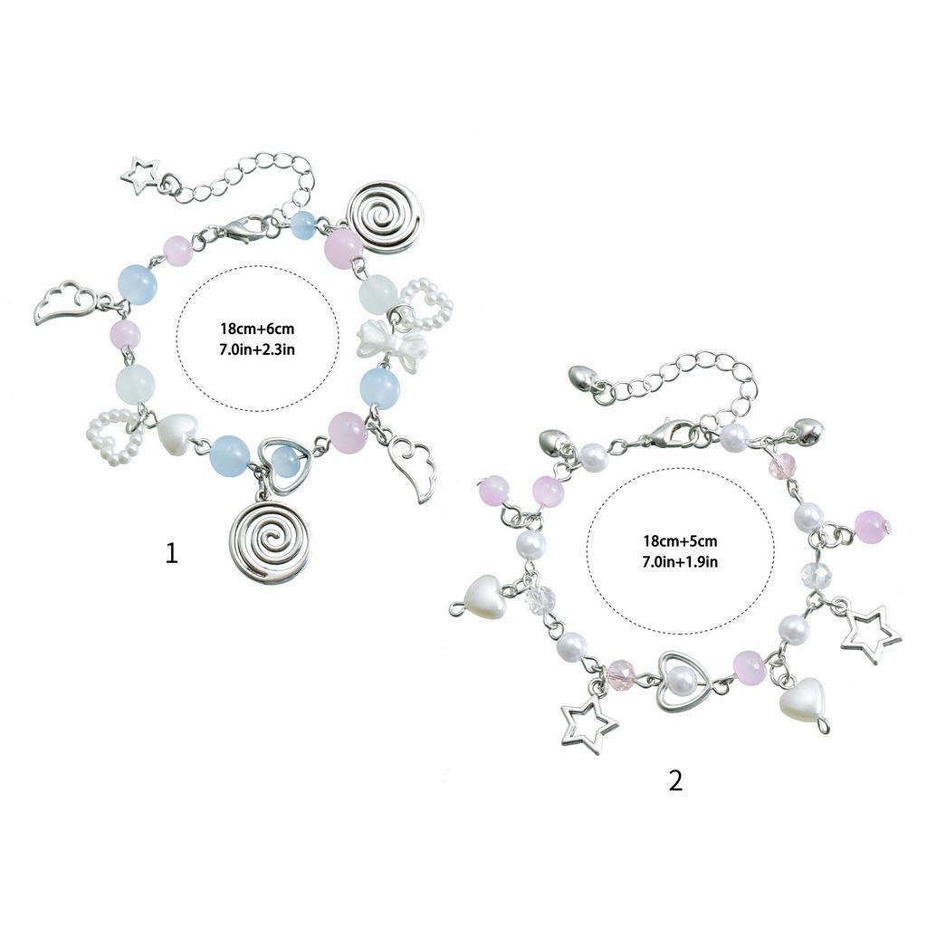 Handmade Angel Wing Bracelet Cute Bowknot Beaded Wristband Adjustable Chain Aesthetic Jewelry Gift for Women and Girls