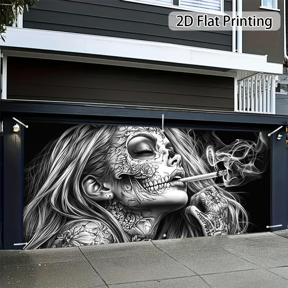 2D Flat 2D Banner 1pc Black White Karaoke Banner - Durable Skeleton Design For Day of the Dead Theme Party Outdoor - 2D Flat Print Easy to