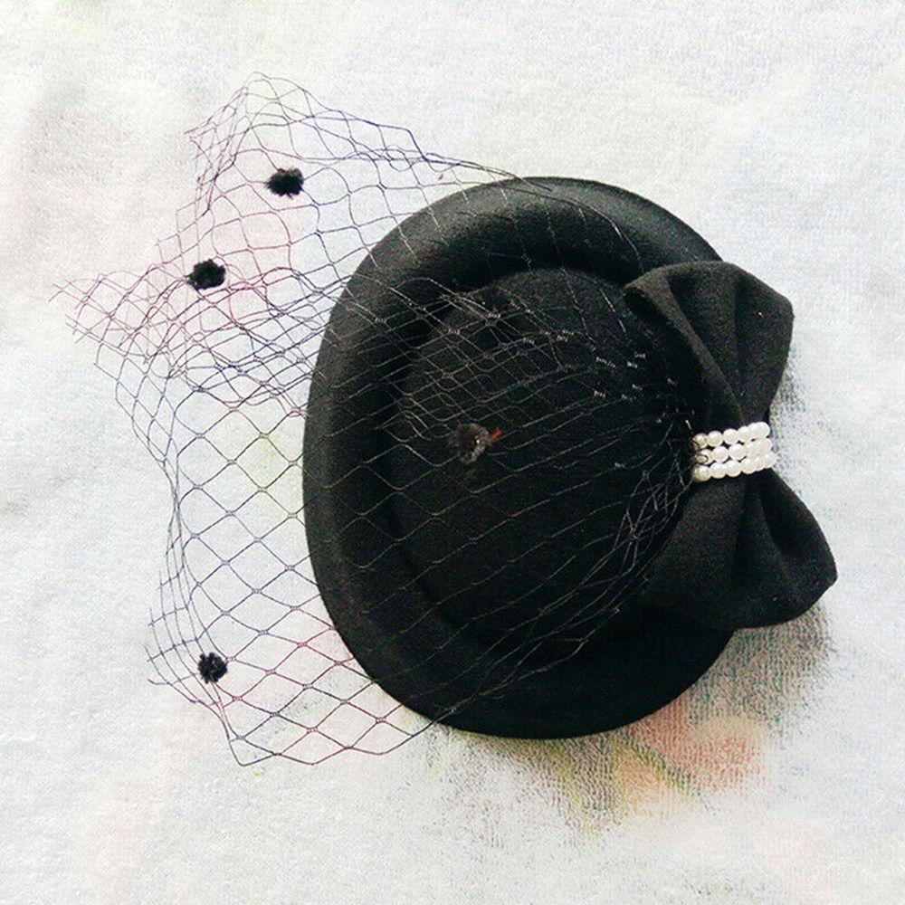 Party Retro Hairclip Bowknot Veil Bridal Headdress Womens Vintage Hat Fascinator Hair Pillbox Hat