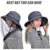 Head Net Hat, Safari Hat Sun Hat Bucket Hat with Hidden Net Mesh