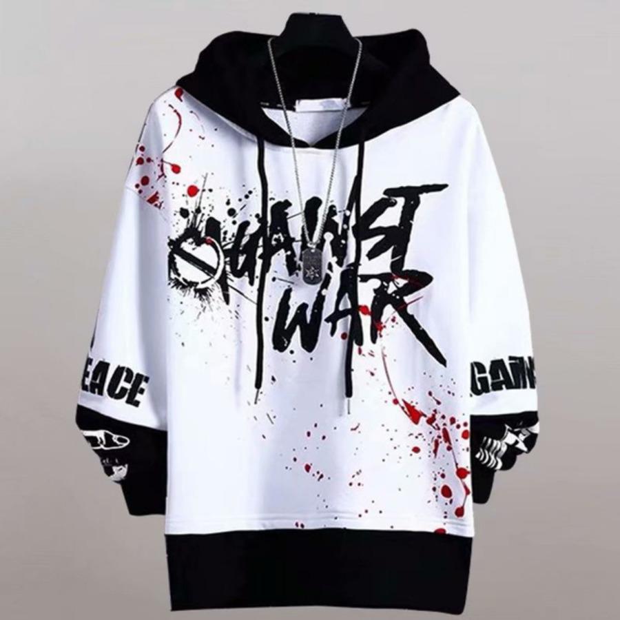 Модные мужские толстовки с капюшоном, повседневные мужские толстовки с буквенным принтом, уличные мужские толстовки с капюшоном, свободные спортивные толстовки