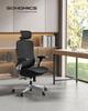 SONGMICS OBN068B01 Ergonomic Adjustable Reclining Office Desk Chair - Front or Back Adjustable Seat - Supports up to 150kg - Ink Black