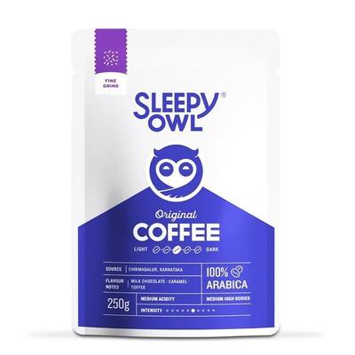 Молотый кофе Sleepy Owl Original | Кофе мелкого помола | Мока, домашняя эспрессо-машина | Средняя обжарка | 100% арабика | Свежеобжаренный и молотый | 250 г