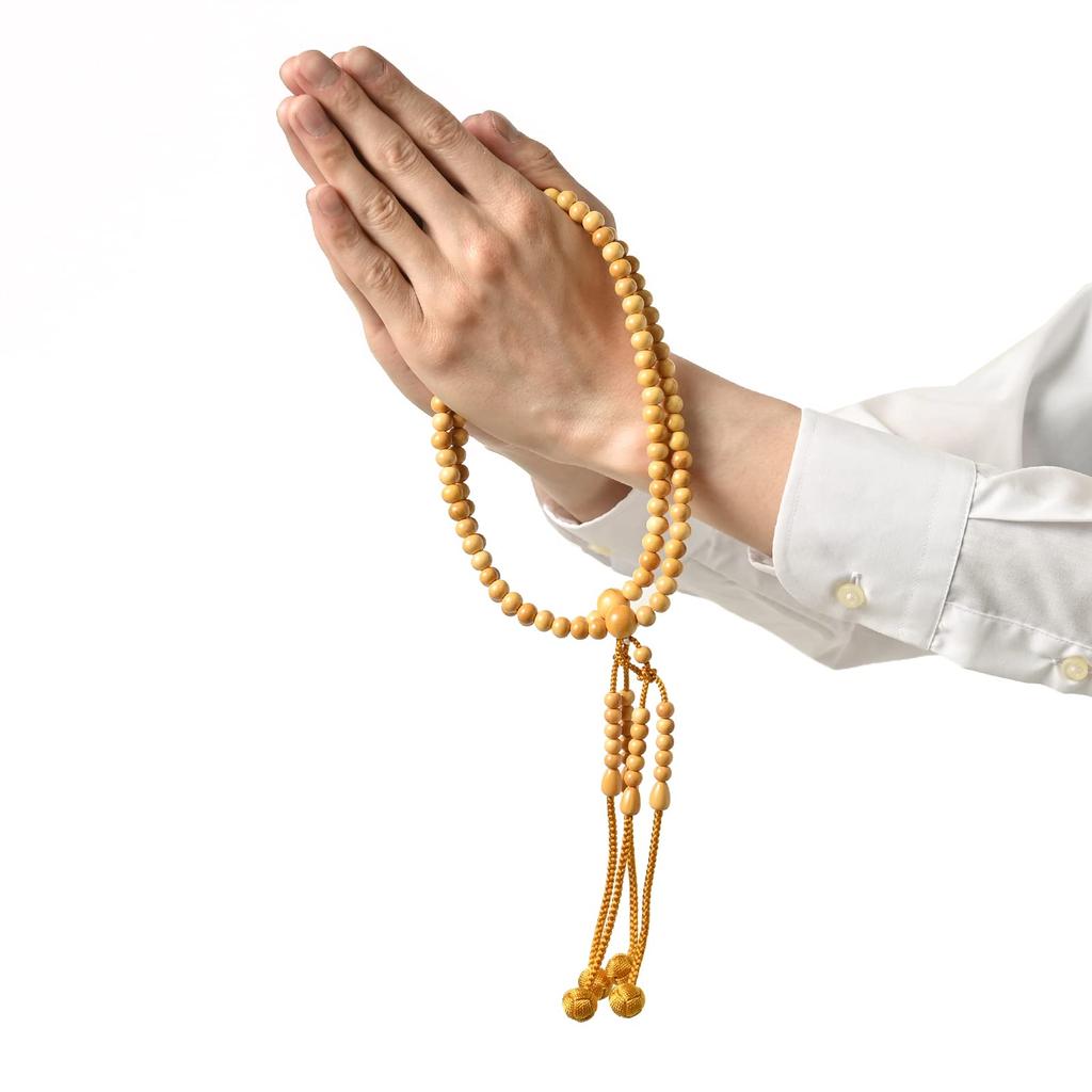 Молитвенные бусы секты Сингон Шакуни Рикю Брахма в коробке из павловнии Желтый Ян/Цуге совместного изготовления (золотисто-коричневый)