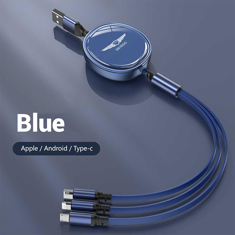 Высококачественный выдвижной кабель 100 Вт с быстрой зарядкой для iPhone USB TypeC Micro С логотипом Genesis Coupe G70 G80 G90 GV60 GV70 GV80 EV BH