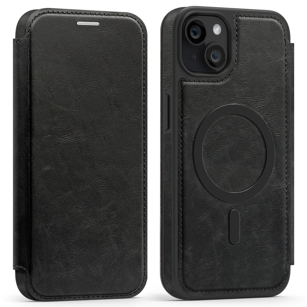 For iPhone 14 Plus Case Compatible with MagSafe RFID Blocking Card Holder Leather Phone Cover