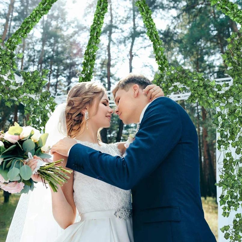 1 шт. 210 см Зеленый шелк Искусственная подвесная рождественская гирлянда Растения Лоза Листья Сделай сам Дом Свадебная вечеринка Ванная комната Сад Украшение