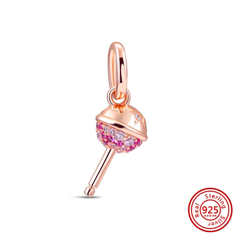 New Fit Original Pantaro Bracelet DIY Zircon 925 Copper Pink Series Beads Sparking Heart Charm Fashion Butterfly Flower Pendent