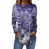 3D Cartoon Christmas Tree Printed Round Neck Long Sleeve T-shirt Casual Long Sleeve Top
