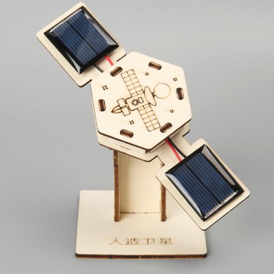 DIY Solar Artificial Satellite Model Kit Educational Handmade Wooden Puzzle Satellite Model Kids Science Exploration Projects STEM Toy
