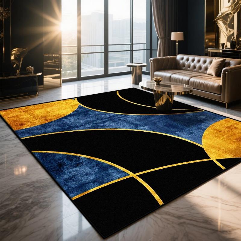 Modern Light Luxury Geometric Living Room Carpet Washable Home Area Rug Decorative Mat Ideal for Bedroom Entrance Parlor