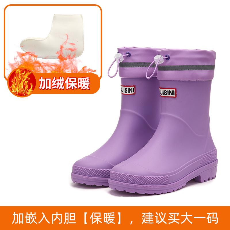 Модные универсальные женские дождевые ботинки водонепроницаемые и нескользящие хлопковые теплые дождевые сапоги средней длины с мягкой подошвой удобные облегающие водные ботинки