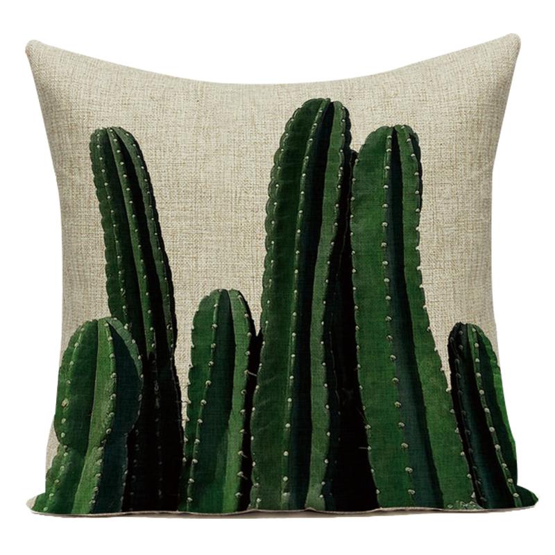 Tropical Green Plant Leaf Cactus Palm Polyester Pillow Case Sofa Home Decoration Cushion Cover Pillowcase for Living Room