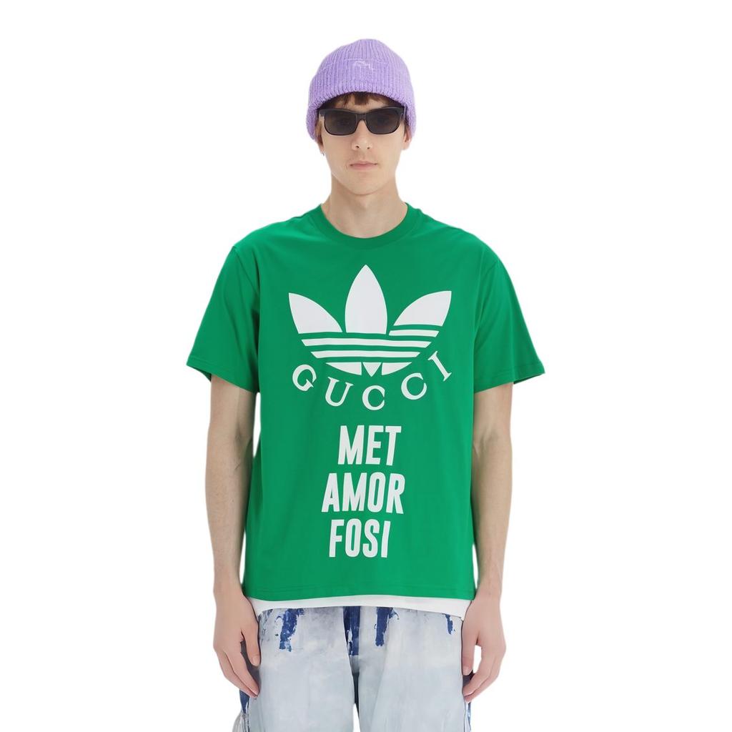 GUCCI x Adidas Originals Adidas X Gucci Collaboration Collection T Shirt Men's Green 616036-XJEW3-3129