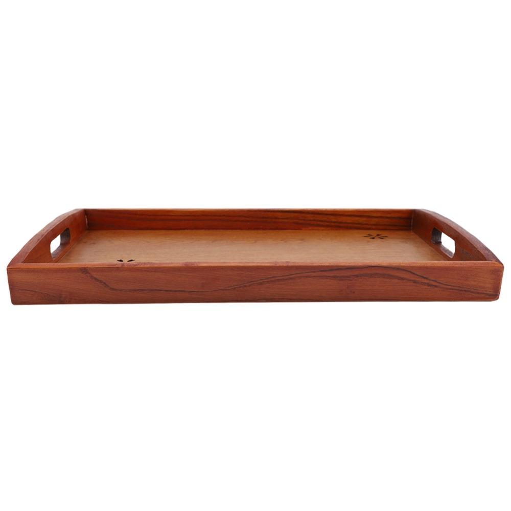 Solid Wood Tea Serving Tray Handcrafted Finish Cherry Blossom Tray Food Serving