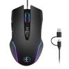 Corded Opticaled Mouse With Ergonomic Computer Jiggler Function Color Lighting 7200DPI For Desktop Laptop