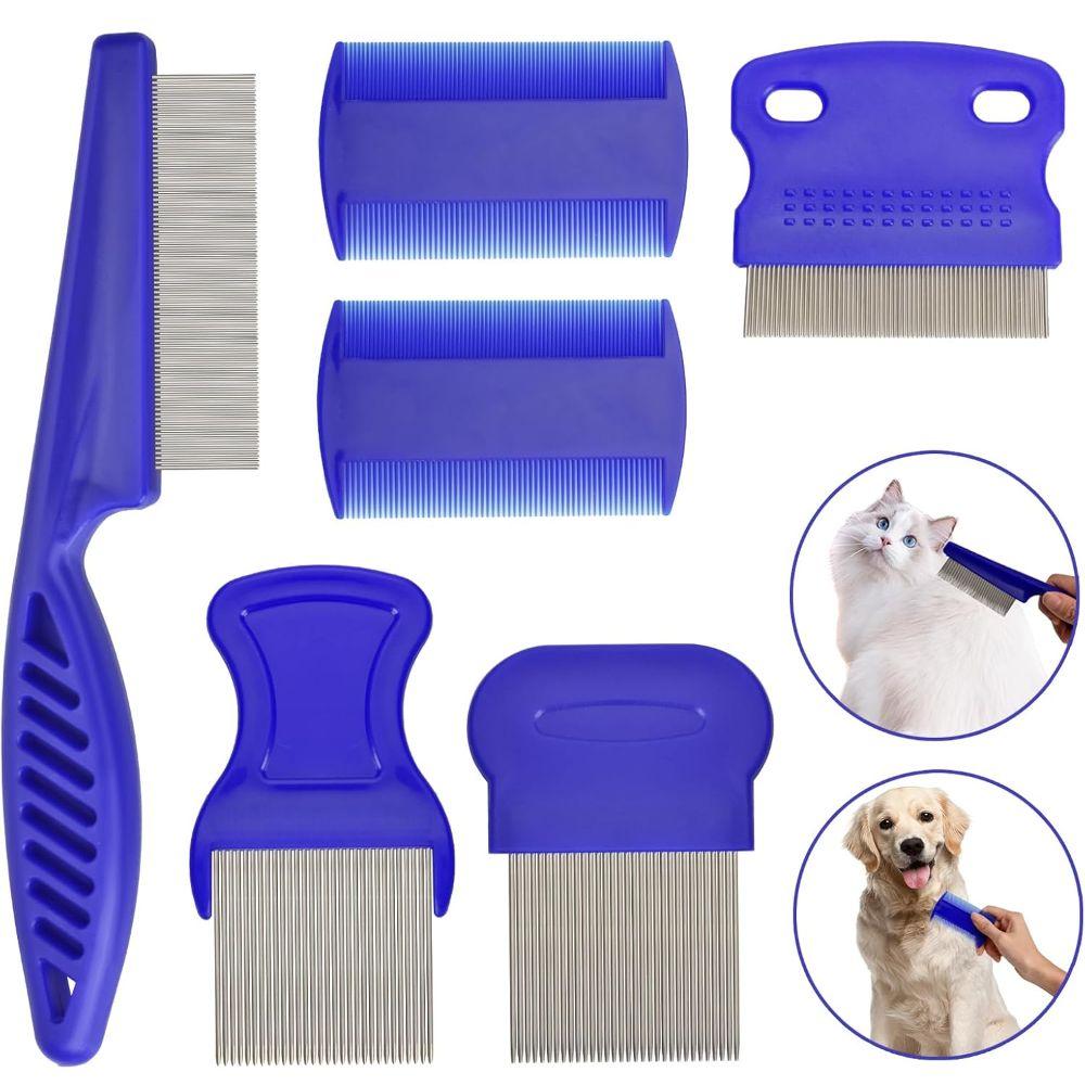 6Pcs/Set ABS Lice Comb Kit Fine-tooth Lice Nits Removal Comb  For Small, Medium & Large Pets