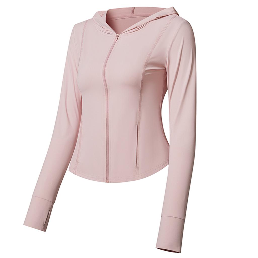 UPF10 + ice silk slim-fit sunscreen clothes women's cool skin ice-feeling sunscreen clothes UV-proof hooded yoga clothes jacket tide