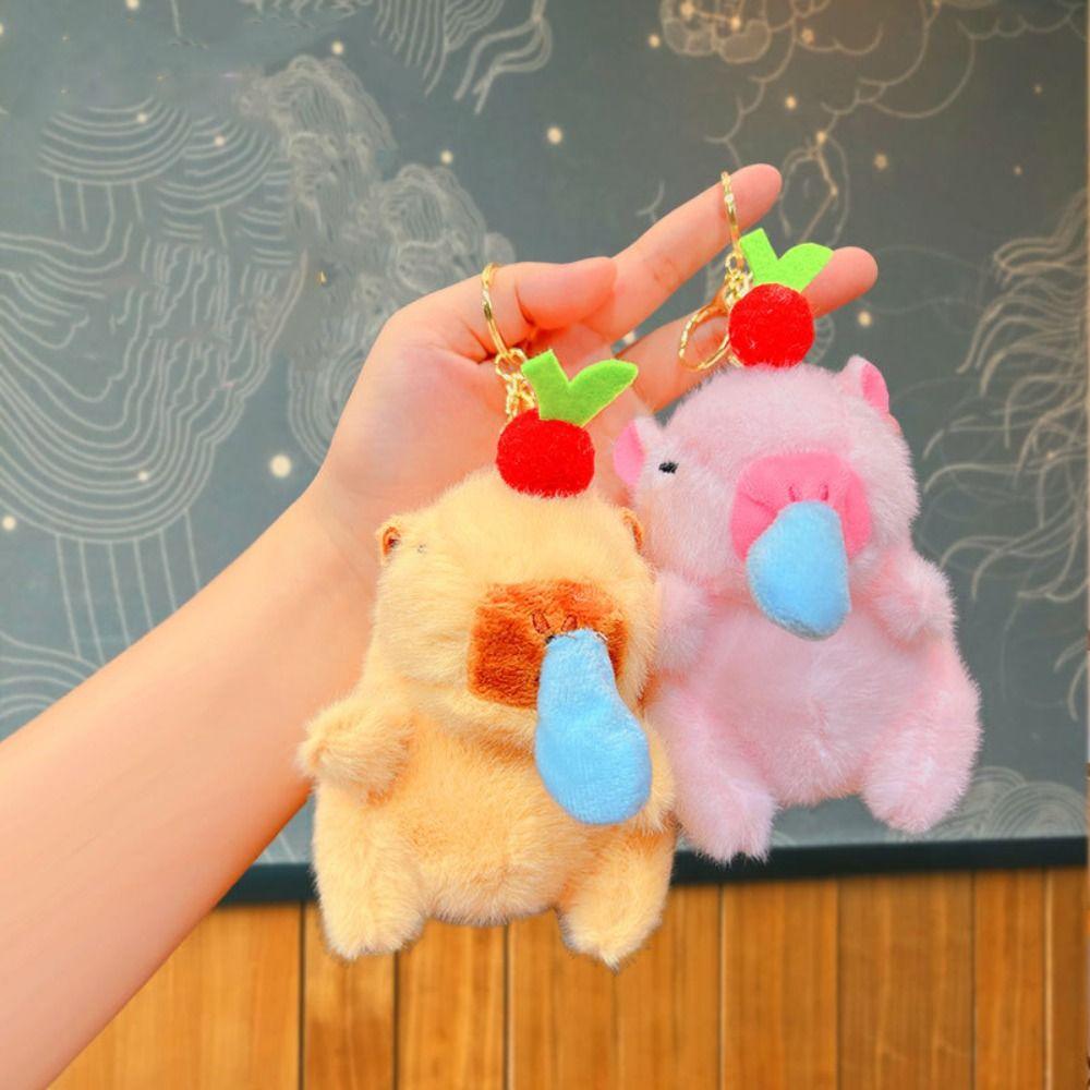 Мягкая игрушка подвеска в виде сопли капибары милый пушистый брелок для ключей в виде животного плюшевый брелок в виде капибары пара