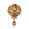 Womens Designer Crown Pin With Glass Pendant And Electrophoretic Finish
