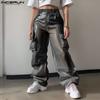 INCERUN Men Tie-dye Elastic Waist Mesh Sheer Stitching Harem Pants Streetwear Partywear