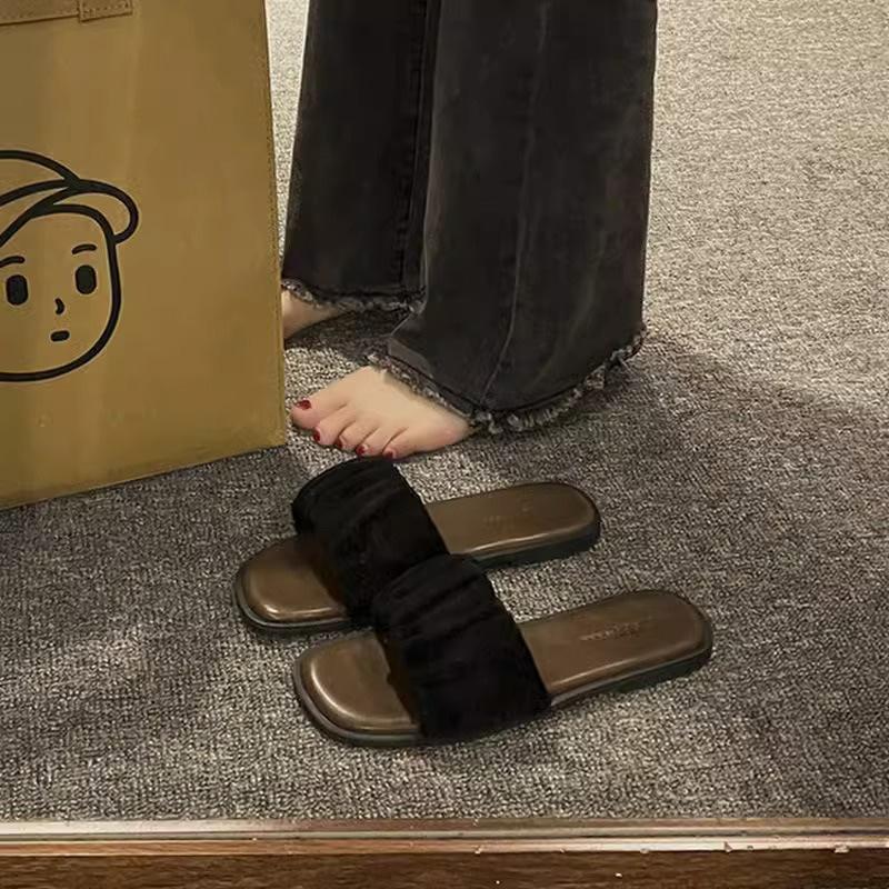 Премиальные однословные тапочки для женских летних сандалий Новогодние сандалии на плоской подошве для пляжа