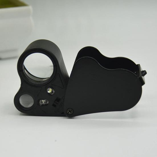 30x 60x Jewelers Loupe Portable Dual Lens Magnifier Illuminated Foldable Jewelry Inspection Loupe Magnifying Glass with LED Light for Gems Jewelry
