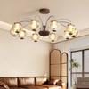 Mid-Century French Retro Chandelier: Walnut Wood Light for Living, Dining, and Bedroom
