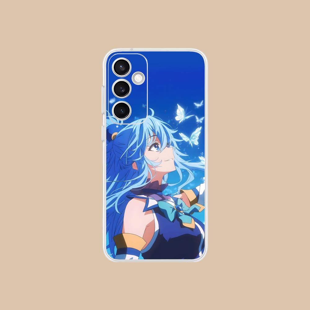 Чехол для мобильного телефона Konosuba Aqua для Samsung Galaxy S25 S24 S23 S22 S21Plus FE Ultra Прозрачный Цветной Защитный Смартфон Красивый