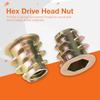 50Pcs M5*10mm Zinc Alloy Hex Drive  Furniture Nuts Threaded for Wood Insert
